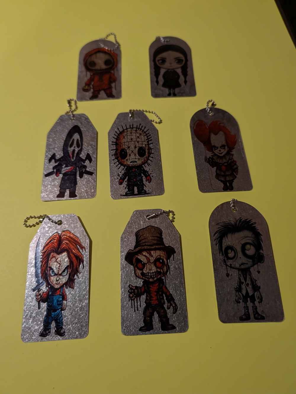 Horror Character Kids Keychain Set - Metallic Silver NEW (8)